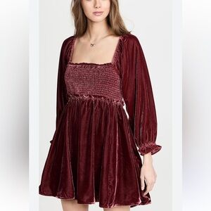 Free People Daphne Mini Velvet Dress MEDIUM